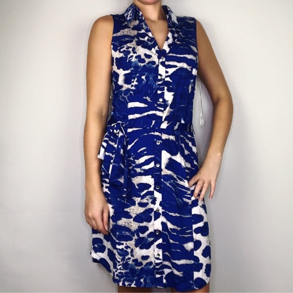 INC International Concepts Dresses & Skirts - INC International Concept Button Up Midi Dress Sleeveless Blue Belt Button
